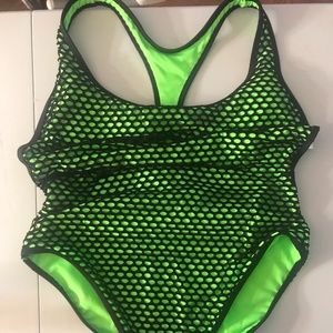 XL Women Black and Neon Green swimsuit